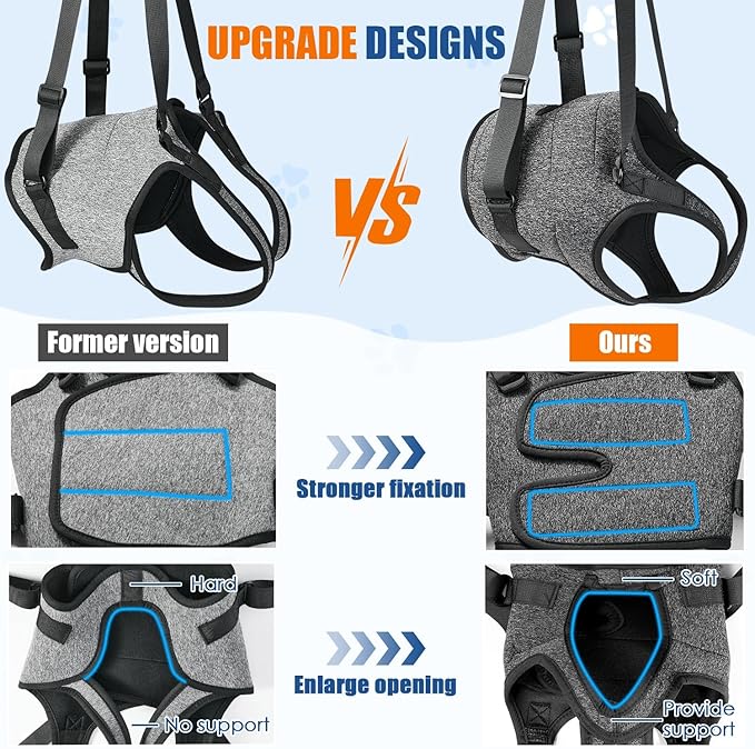 SlowTon Dog Lift Harness - Adjustable Dog Sling for Medium Large Dogs, Hind Leg Support to Help Rehabilitate, Soft Padded Dog Support Harness for Elderly, Injured, Arthritic, Disabled Dogs, S