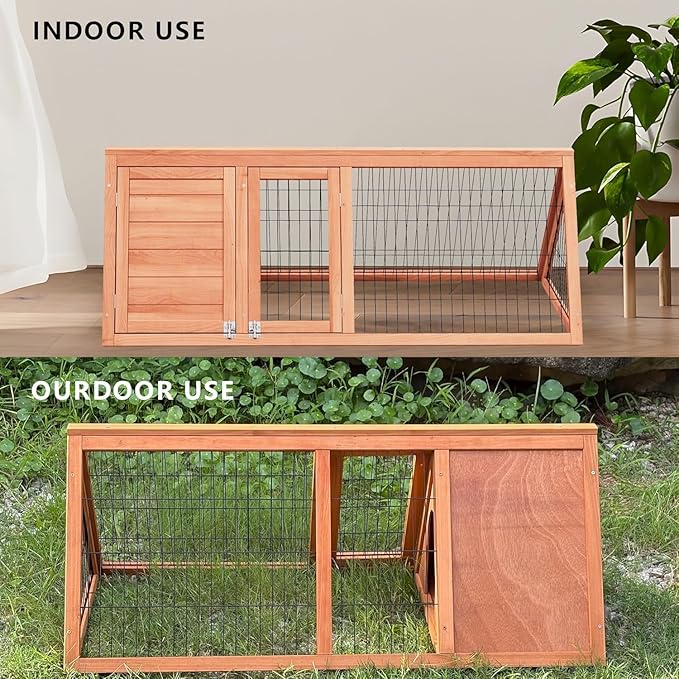Small Chicken Coop, Chicken Run,Small Wooden Duck Coop Outdoor Quail Cage Rabbit Pet Hutch House Small Animals (Ntural Wood)