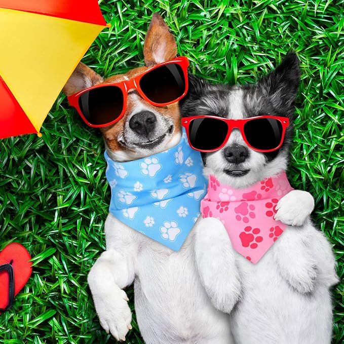 Shyyween 100 Pieces Paw Print Dog Bandanas Bulk Paw Bandanas for Dogs Winter Soft Bibs Adjustable Triangle Doggie Scarves for Small Medium Large Pets Party Costume