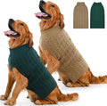 2 Pack Dog Sweaters for Large Dogs Winter Turtleneck Pullover Cable Knit Fleece Stretch Pitbull Labrador Golden Retriever Doberman Bulldog Boy Girl Pet Clothes (XL, Green & Brown)