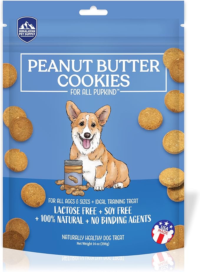 Peanut Butter Cookies | Lactose Free - Soy Free - Gluten Free - Wheat Free | USA Made | for All Breeds | 14 oz of All Natural, Baked, Crunchy Goodness