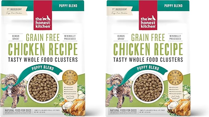 The Honest Kitchen Whole Food Clusters Puppy Grain Free Chicken Dry Dog Food, 1 lb Bag (Pack of 2)