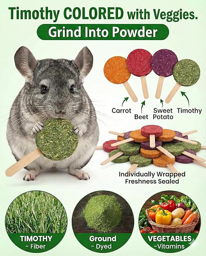Aluminum Rotating Chew Toy with 4-Flavor Timothy Hay Cakes | Pet Dental Health Toy | Cage Hanging Toy for Rabbits, Guinea Pigs, Hamsters, Chinchillas (Black)