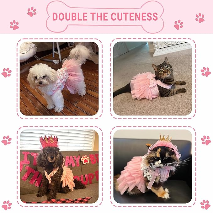 Dog Dresses, Fashion Pet Dog Clothes, Striped Mesh Puppy Dogs Princess Dresses (Purple/Pink(4pack), X-Large)
