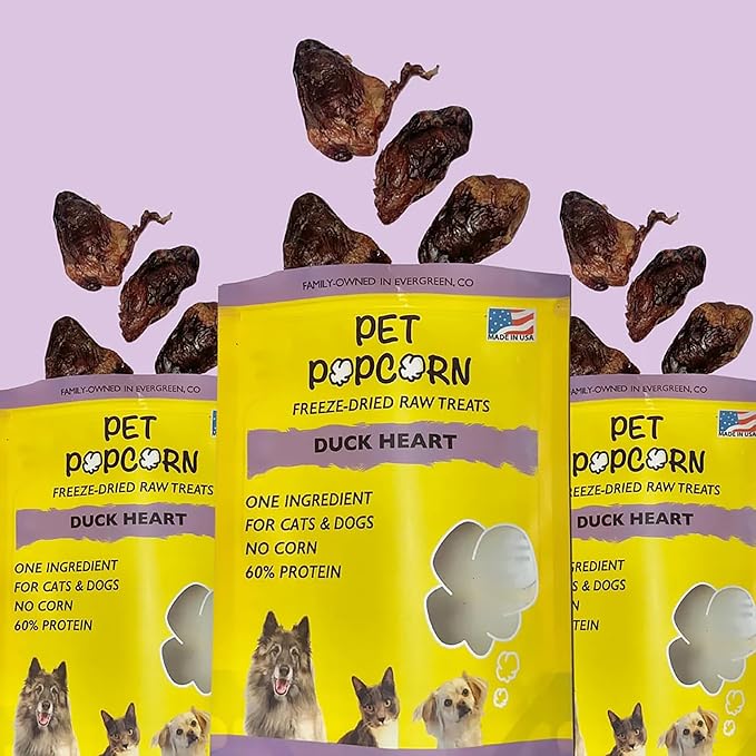Freeze-Dried Raw Treats - Duck Heart - 2.5oz Bag, Dog & Cat Snacks, Single Ingredient, Natural, Pet Food Topper, Protein‑Packed Meat