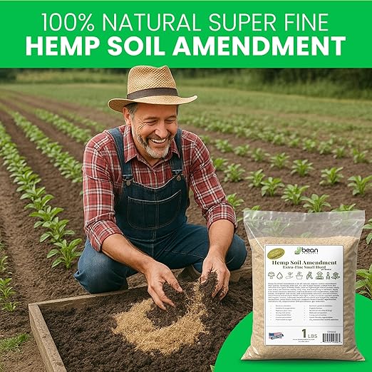 Hemp Soil Amendment - 1 lb USA Grown All-Natural Fine Hemp HURD Power for Vibrant Gardens, Vegetables, Trees, Moisture Retention, Seed Starting, pH Neutral - Bean Products