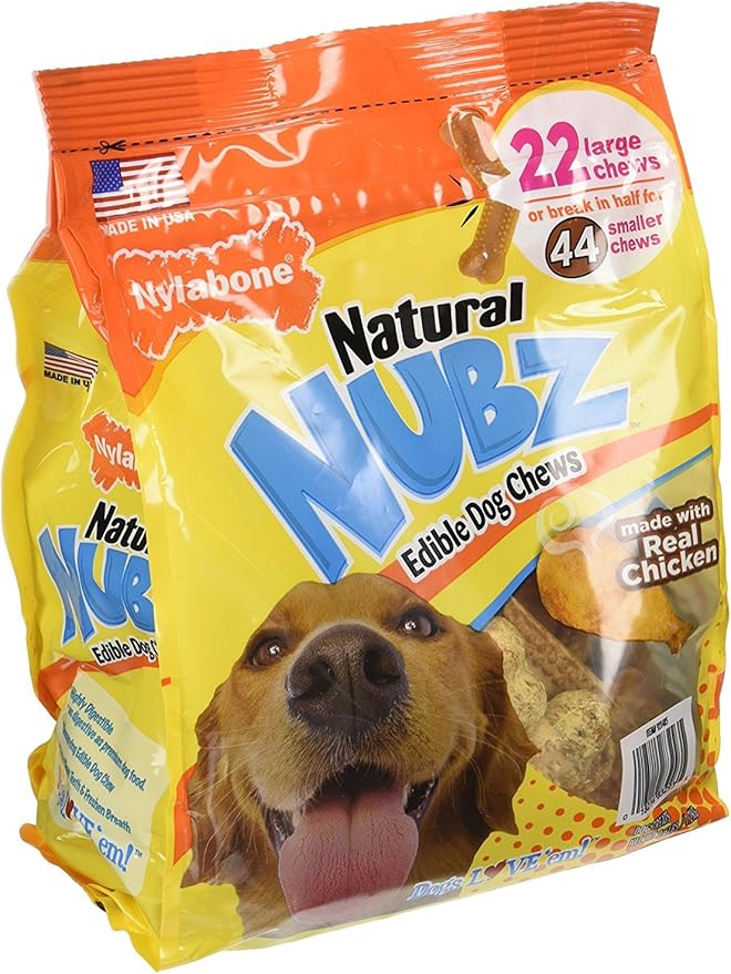 (Pack of 2) Nylabone Natural Nubz Edible Dog Chews 22ct. (2.6lb/Bag) -Total 5.2lb