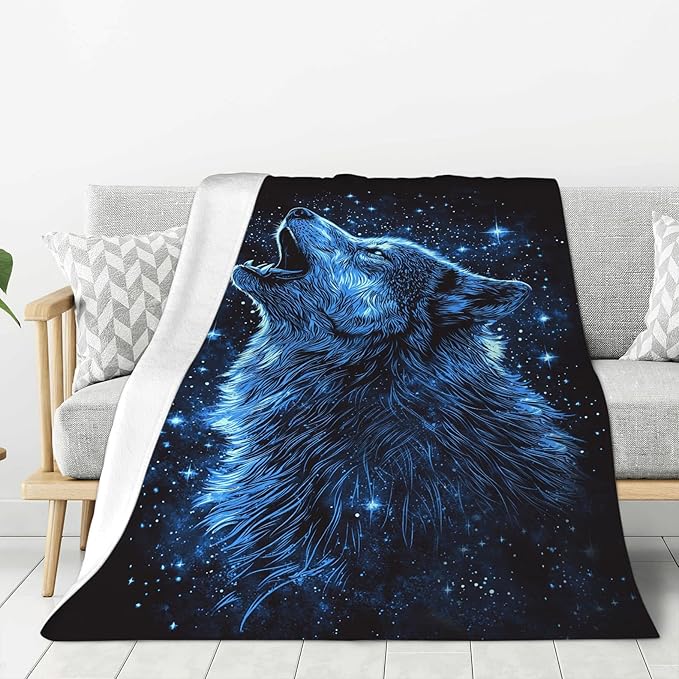 Wolf Blanket, Wolves Decor Throw Blankets, Wolf Gifts for Men Boys Girls Women Lover Adult Cozy Fleece Flannel Bedding Stuff Animal Plush for Couch Sofa Bed 80"X60"