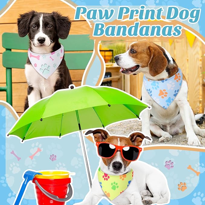 Weewooday 50 Pcs Paw Print Dog Bandanas Bulk for Dogs Soft Bibs Adjustable Triangle Pet Bandana for Small Medium Large Costume(paw Pattern, 19.7 x 13.8 x 13.8 Inch)