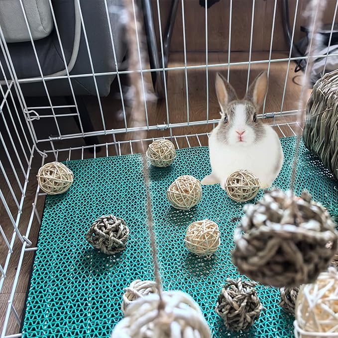 Hamiledyi 48PCS Rabbit Grass Balls 1.96in Guinea Pig Balls Small Animal Activity Enrichment Toy for Bunny Chinchilla Hamster Gerbil Grinding Playing