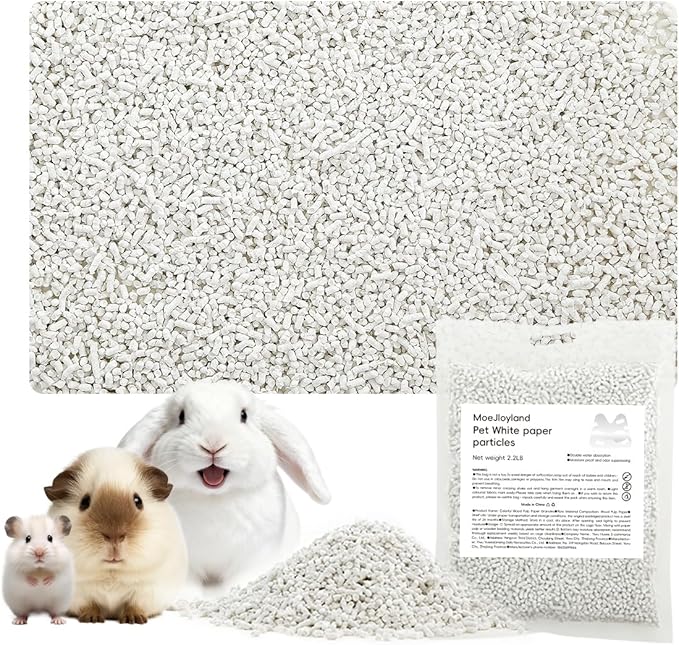 Rabbit Bedding Guinea Pig Bedding : Odor Control & Moisture Absorbent Natural Paper Pellet Bedding - for Small Animal Guinea Pigs, Rabbits,Hamsters (White, 2.2 lb)