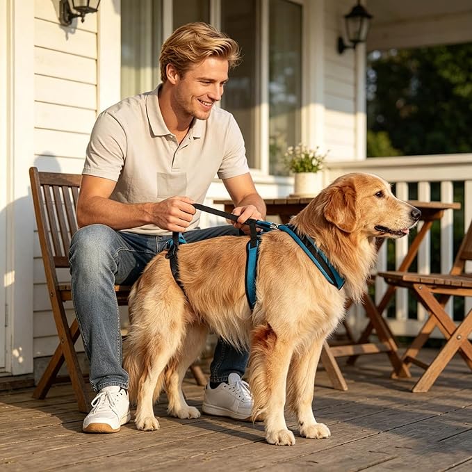 Mobility Harness, Dog Full Body Harness, 2-in-1 Full Body Support Aid & Sling with Adjustable Straps, Breathable Mesh Machine Washable for Senior Disabled Dogs (Blue-M)
