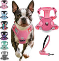 BEAUTYZOO No Pull Dog Harness Large, Adjustable Dog Harness and Leash Set -Easy Wearing with 3 Buckles/Control Handle,No Choke Soft Padded Reflective Pet Vest for Training Walking Hiking,Rose S