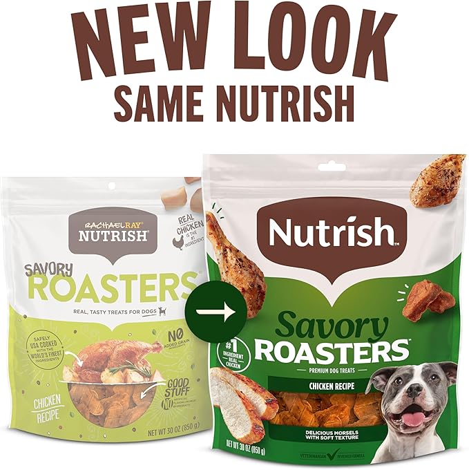 Nutrish Savory Roasters Chicken Recipe Premium Dog Treats, 30 oz. Pouch (Rachael Ray)