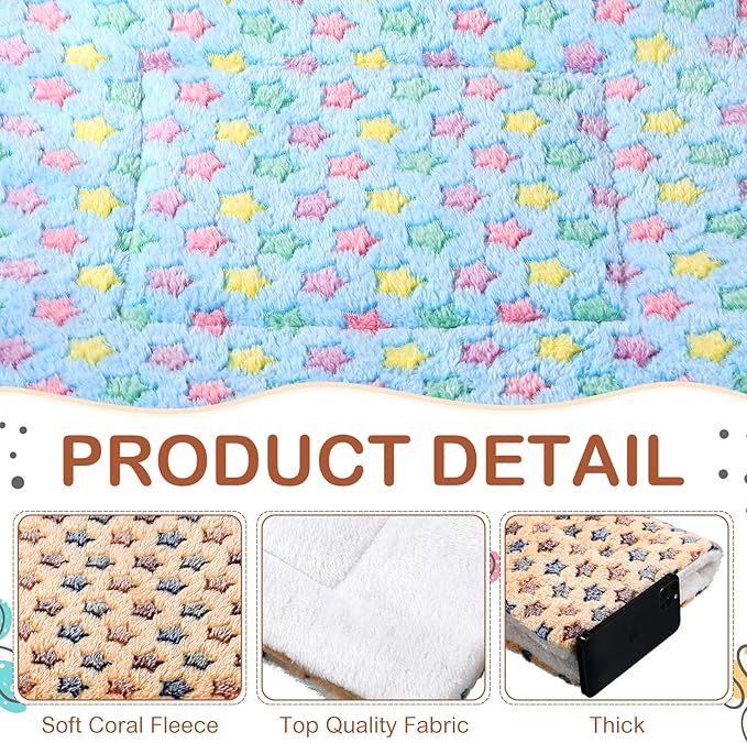 Haull 4 Pcs Waterproof Guinea Pig Bedding Guinea Pig Bed Plush Cage Liners Soft Rabbit Dog Crate Pad Cat Mat Reversible Cozy Animal Pee Pad Hamster Bunny Mat Accessory(Star,13 x 10 Inch)