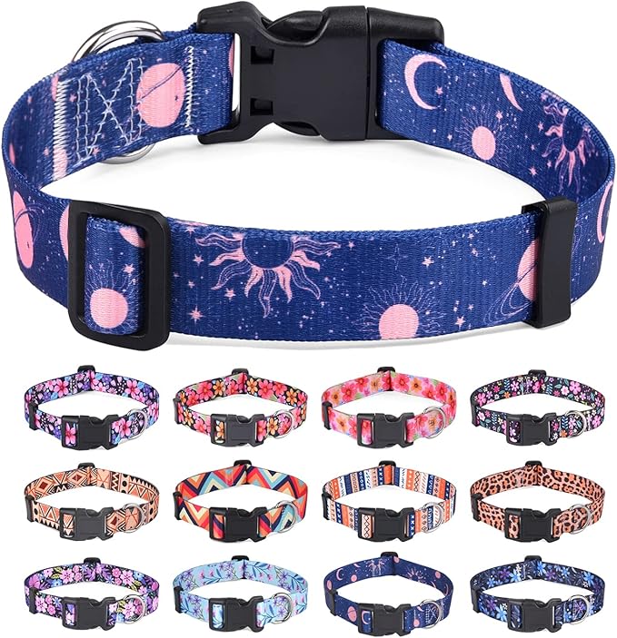 Dog Collar for Large Dogs, Soft Comfy Pet Collar for Small Medium Large Dogs, Universe Pattern for Boy Girl Puppy Dogs(Universe,L)