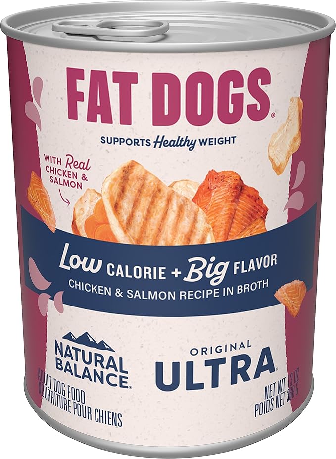 Natural Balance Original Ultra Fat Dogs Wet Dog Food, Chicken & Salmon Recipe in Broth, 13 oz (Pack of 12)