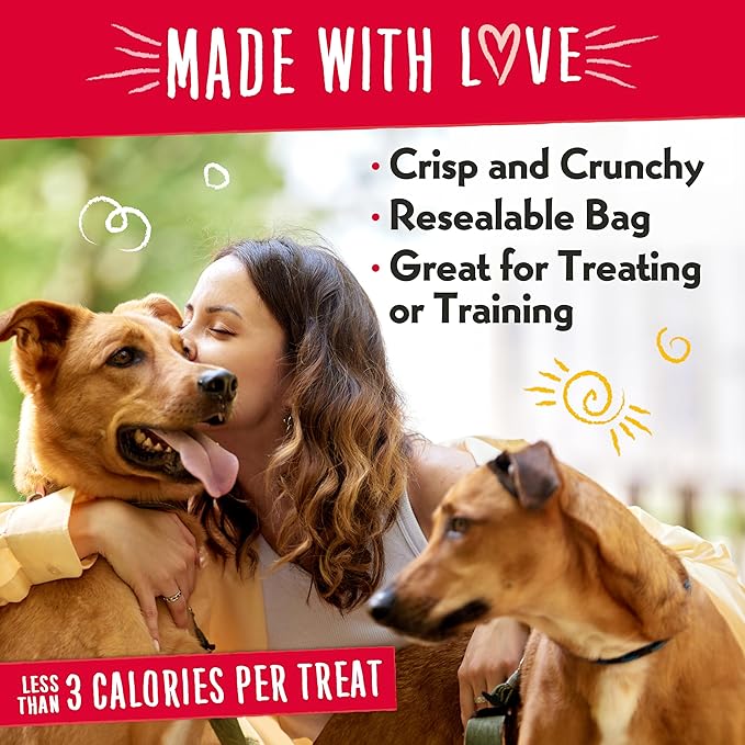 Charlee Bear Crunch Grain Free Dog Treats, Beef and Cheese, 8 Ounce Resealable Bag, Low Calorie Training Treats for Dogs, Limited Ingredient, Healthy, Crunchy Dog Snacks, Made in USA