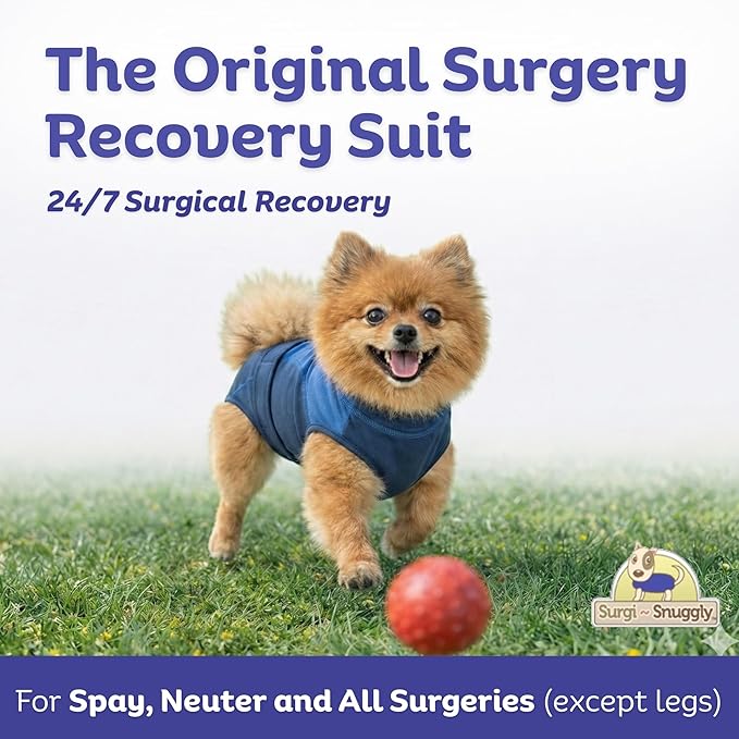 Surgi Snuggly Dog Surgery Recovery Suit - Dog Onesie for Post Surgery Recovery, Female Spay & Male Neuter - Surgical Suit for Dogs, E-Collar Cone Alternative, Double Blue - Medium - 14" - 17" (EC)