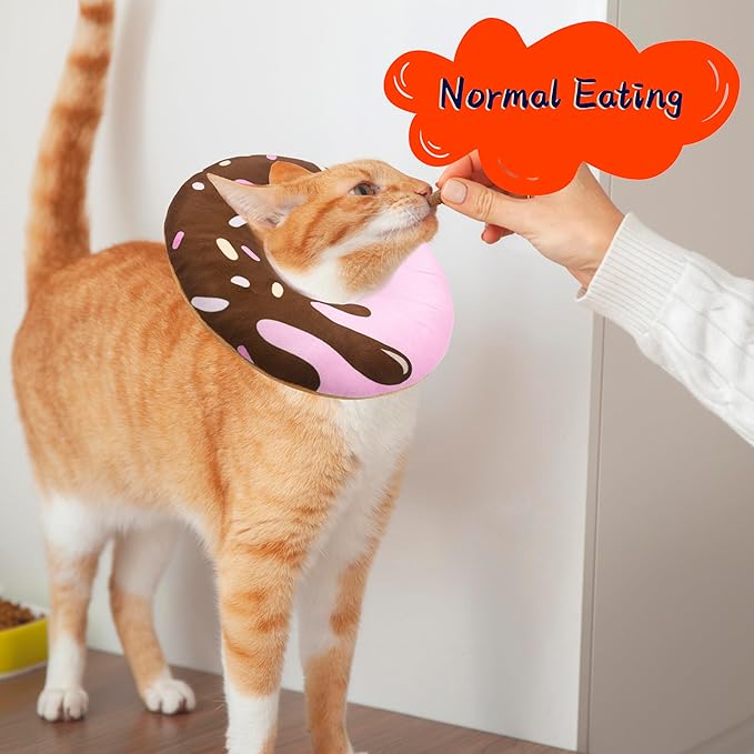 Seyezo Cat Cone Collar Soft, Adjustable Cat Recovery Collar Kitten Cones to Stop Licking, Cute Donut E Collar After Surgery, Elizabethan Kittens Protective Cones After Spay (Chocolate, Small)