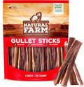 Natural Farm Gullet Sticks (6 Inch, 25 Pack), Grain-Free, Preservative-Free & Fully Digestible Beef Esophagus – Gentle Yet Effective Fun - Best for Light, Pups & Senior Chewers