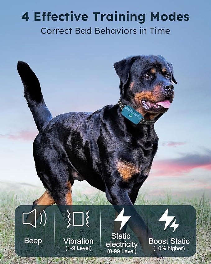 Jugbow Dog Shock Collar - 4200FT Dog Training Collar with Remote, IPX7 Waterproof Electric Collar with 4 Training Modes, Security Lock, Rechargeable e-Collar for Dogs 10-120lbs (Blue 2 Pack)