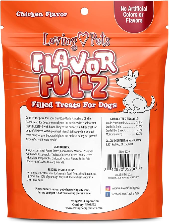 Loving Pets Flavorfullz Filled Treats for Dogs, Chicken 6 oz. (Pack of 2)