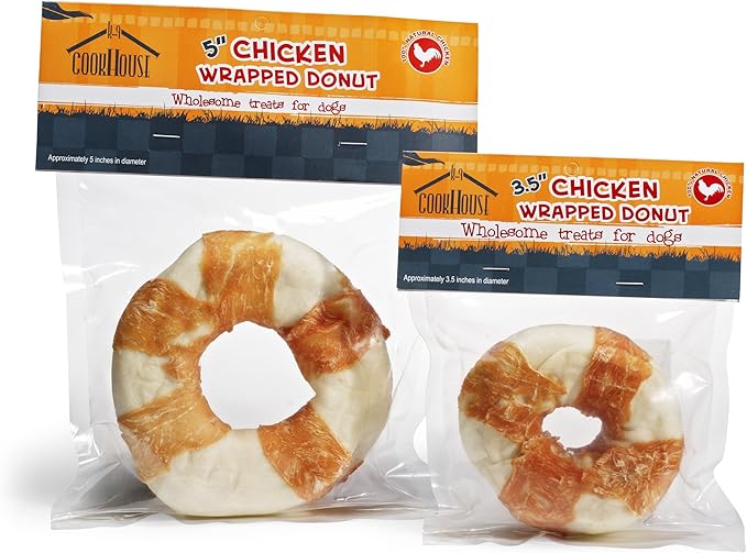 K-9 Cookhouse Chicken Jerky Wrapped Donut Dog Treat, 3.5- Inch (Pack of 1)