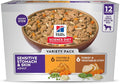 Hill's Science Diet Sensitive Stomach & Skin, Adult 1-6, Stomach & Skin Sensitivity Support, Wet Dog Food, Variety Pack: Chicken, Turkey Stew, 2.8 oz Pouch, Case of 12