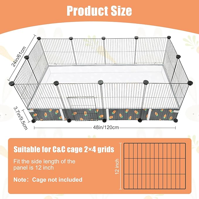 Guinea Pig Cage Liner, Rabbit Cage Liner with Carrot Pattern 24" X 48" Water-Resistant and Washable Guinea Pig Liner for Hamster, Hedgehog, Ferrets and Other Small Pet (Dark Green)