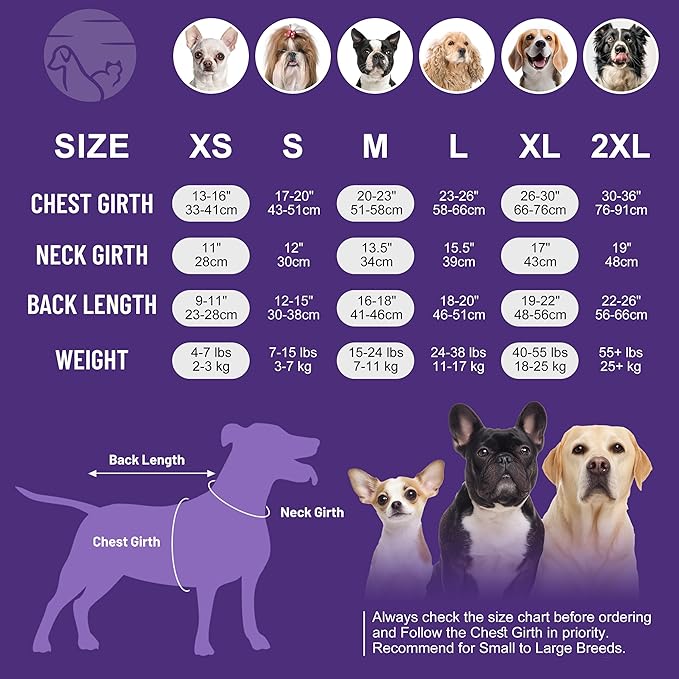 cyeollo 2pack Surgery Recovery Suit for Dogs Cats with Pee Hole for Female Male, Pet Bodysuit After Surgery for Spay, Neuter, Medium Large Dogs Surgical Recovery Onesie Shirt, Pink & Purple, XL