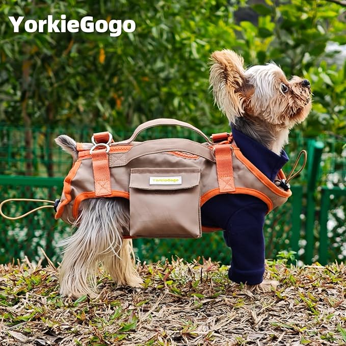 Pet Carrier Sling & Backpack, Full Body Lift Harness, Soft Lift Support and Rehab Harness for Small Dogs and Cats (Khaki, XS)