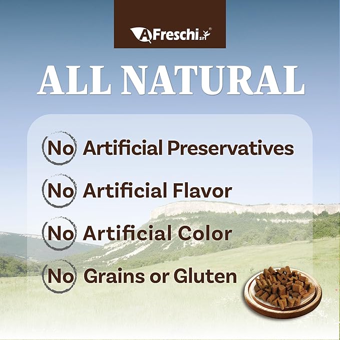 A Freschi srl Air-Dried Puppy & Adult Dog Food - Real Chicken & Salmon Recipe | Grain-Free | High-Protein for Toy, Small & Large Breeds | Ideal for Picky Eaters, 1 lb Starter Bag