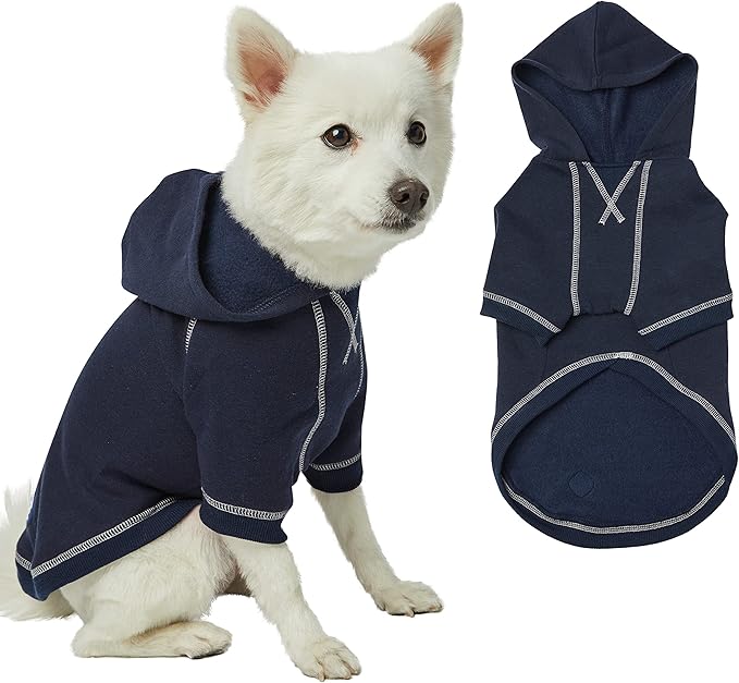 Blueberry Pet Essentials Dog Hoodie – 24 inch, Cotton‑Blend Sweatshirt with Hood, Midnight Blue, Machine‑Washable Small‑Dog Jersey