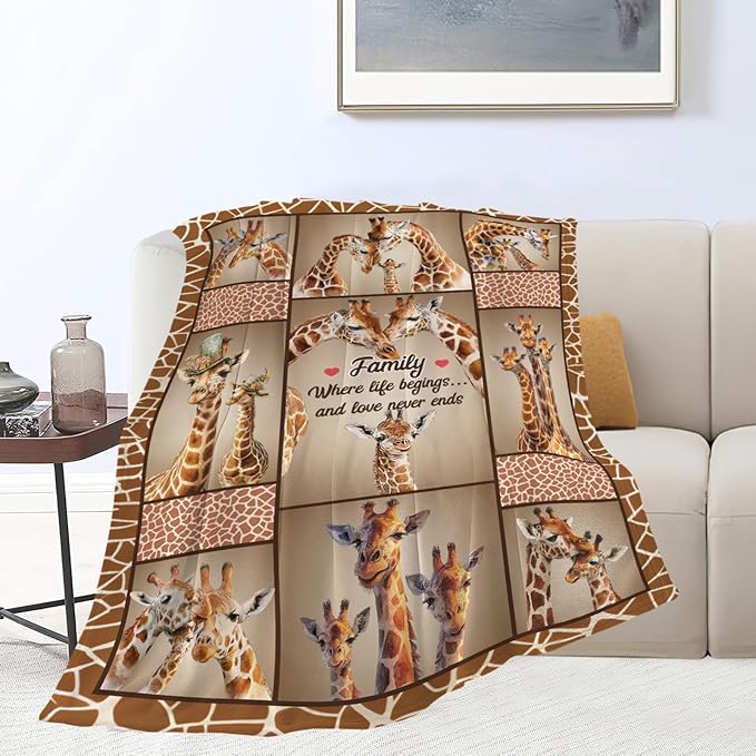 Giraffe Throw Blanket Giraffe Stuff Gifts for Kids Girls Boys Adults Women Men Soft Cozy Warm Plush Fluffy Fuzzy Fleece Blanket Decor 40''X50''