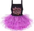 Fitwarm Witch Please Halloween Dog Tutu Dress, Funny Halloween Costumes for Small Girl Dogs, Pet Outfit, Black, Purple, Medium