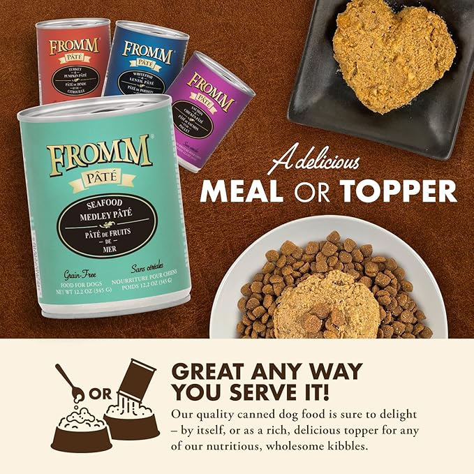 Fromm Seafood Medley Pate Dog Food - Premium Wet Dog Food - Salmon Recipe - Case of 12 Cans