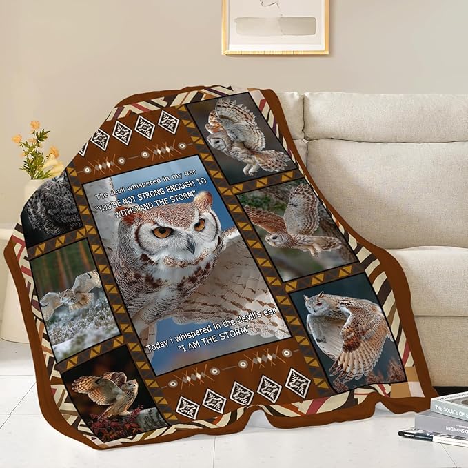 Owl Throw Blanket Owl Stuff Gifts for Kids Girls Boys Adults Women Men Soft Cozy Warm Plush Fluffy Fuzzy Fleece Blanket Decor 50''X60''