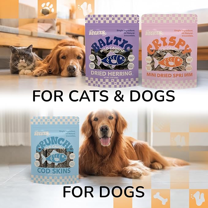 DTS5003A-3SET Gluten and Grain-Free Omega-3 Single Ingredient Crunch Dried Fish Chews and Treats for Dogs, Natural, Gluten & Grain Free, Healthy Training Treats, Variety 3 Pack