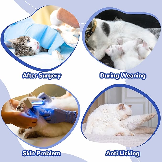 PUMYPOREITY Cat Recovery Suit for Hind Legs, Cat Surgical Spay Suit with Leg Sleeves to Stop Licking, Long Rear Sleeve Wound Cover Abdomen Kitten Onesie, Blue, M