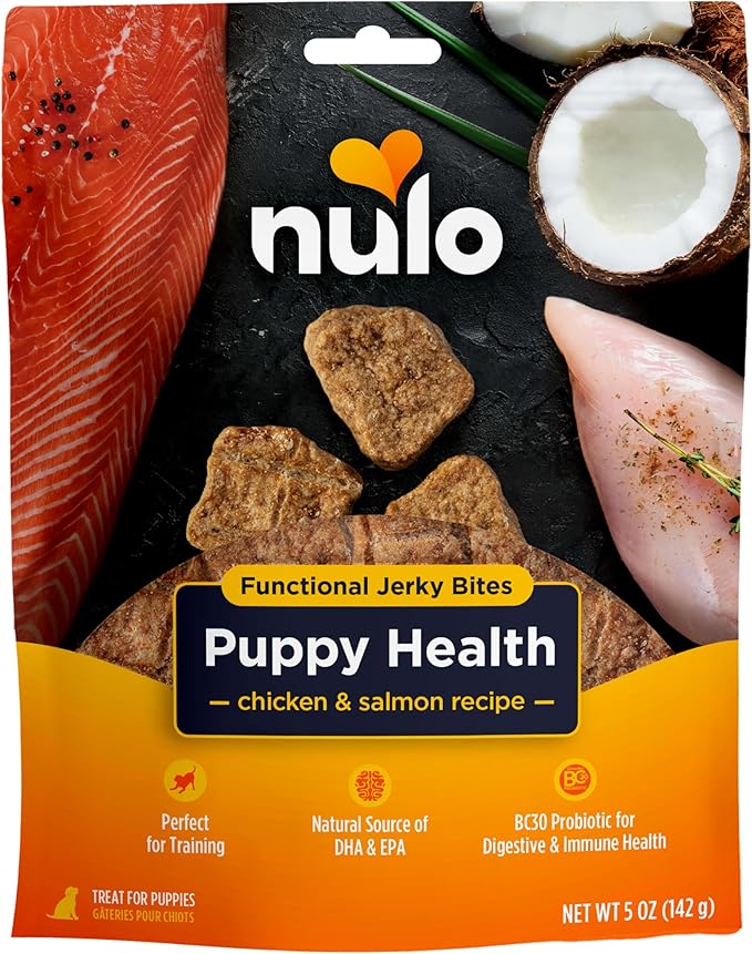 Nulo Functional Jerky Bites Puppy Health Chicken & Salmon Dog Treats 5 OZ Bag