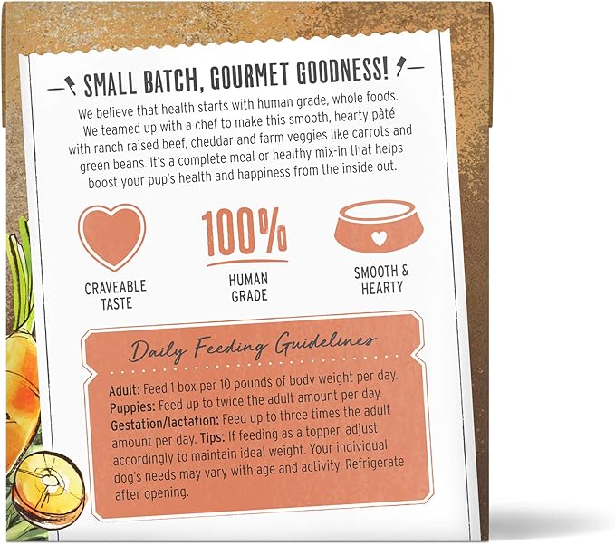 The Honest Kitchen Human Grade Butcher Block Pâté: Beef, Cheddar & Farm Veggies Wet Dog Food, 10.5 oz (Pack of 6)