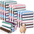 Moukeren 20 Pcs Guinea Pig Fleece Bedding Blankets Bulk Washable Small Animal Fleece Cage Liners Pet Sleeping Mat Cover for Hamster Chinchilla Rabbit Hedgehog (12 x 12 Inch,Striped Style,Multicolor)