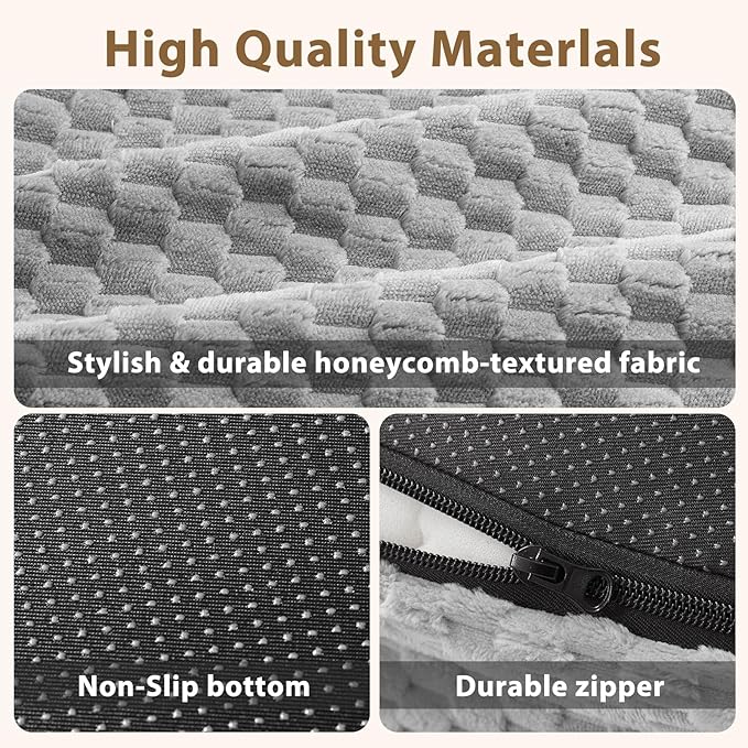 JOEJOY XXL Orthopedic Dog Beds, Extra Large Washable Waterproof Oval Dog Bed with with Removable Cover, Egg-Crate Memory Foam Pet Bed with Bolster Sides & Non-Skid Bottom, Light Grey, 48''x35''