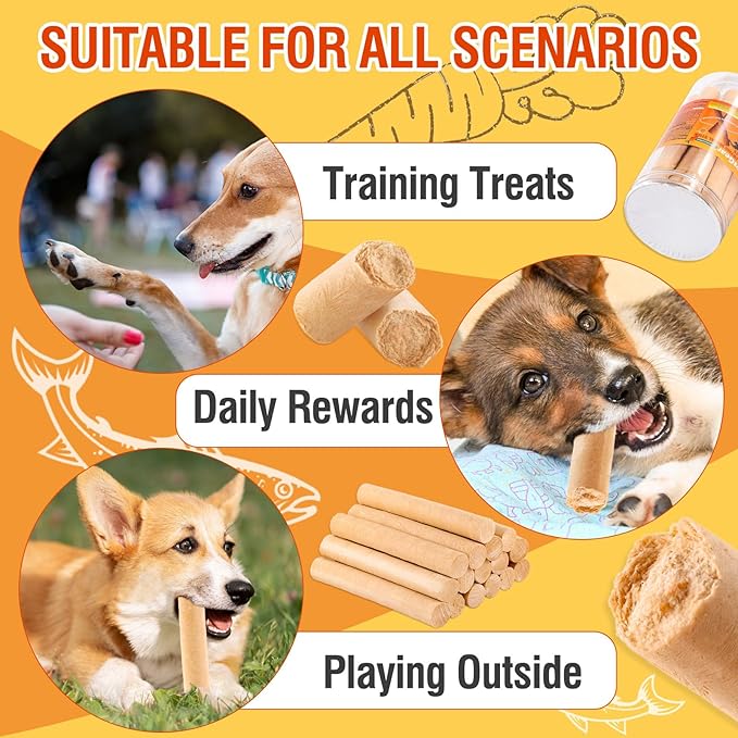 Salmon Sticks for Dogs,Real Salmon and Carrots,Easily Digestible,High Protein Dog Treat,Freshens Breath Healthy,for All Breeds (75g)
