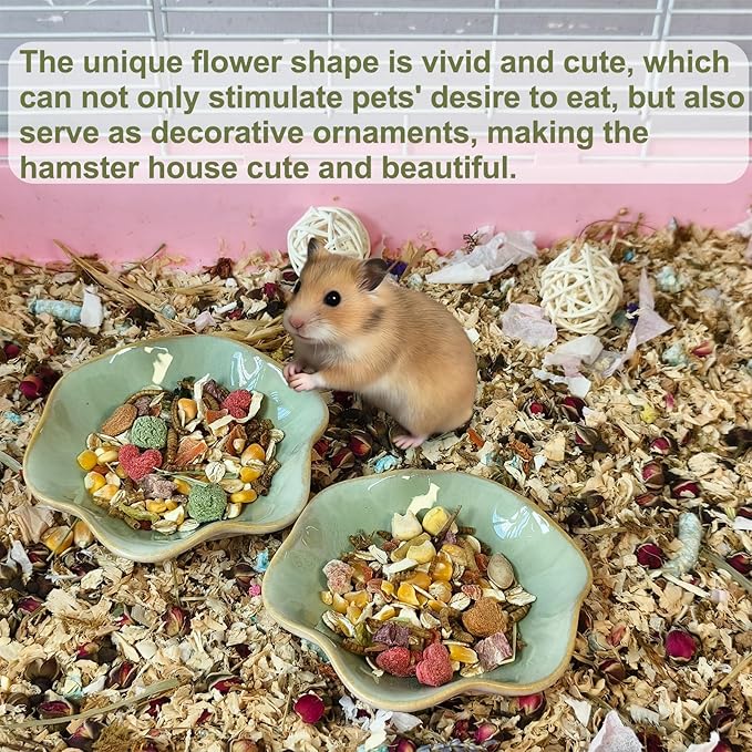 Kathson Ceramic Hamster Food Bowl, Guinea Pig Food Bowls,Rats Anti-Turning Feeding Dish,Small Animals Water Drinking Bowls for Squirrel, Chinchilla, Hedgehog, Gerbil, Dwarf Syrian (2 pcs Green)