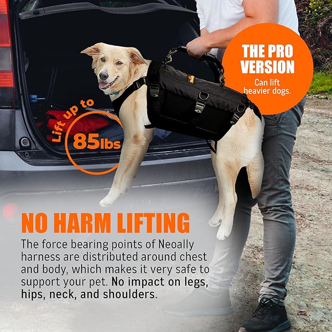 NeoAlly Sturdy Dog Lift Harness Full Body Support & Mobility Aids System - 5-in-1 Lifting Support, Carry Sling, Vest Harness, Back Brace, and Anxiety Vest - Endorsed by Shark Tank (X-Large (Pro))