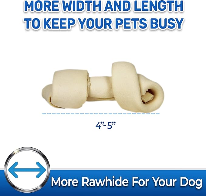 PET MAGASIN Natural Rawhide Bones Chewing Dog Treats, 10-Pack (Small (4-5 Inch))