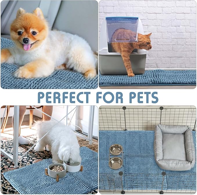 Amylove 4 Pcs Guinea Pig Cage Liner Washable Fleece Pee Pads Pet Dog Cat Bedding Training Mat for Small Animal Guinea Pig Puppy Bunny Hamster(16 x 24 Inch,Rectangular,Blue)