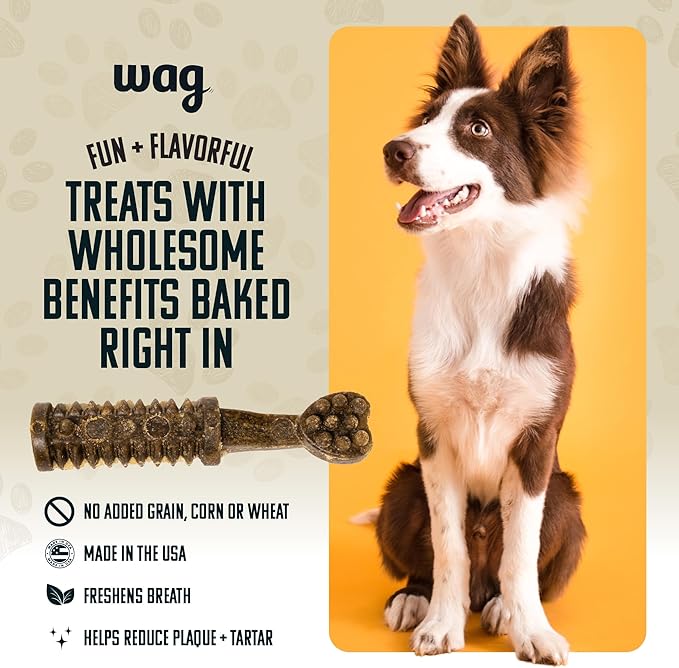 Amazon Basics Dental Dog Treats to Help Clean Teeth & Freshen Breath for Medium Dogs, Unflavored, Per Pack: 36 Count, 2.25 pounds (Previously Wag)